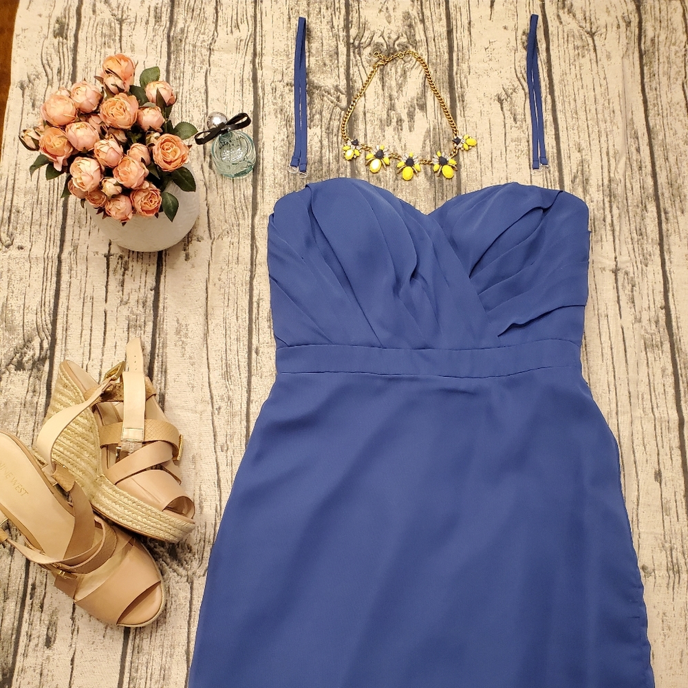 Blue Sweetheart Cut Cocktail Length Dress